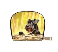 YWSOTRE Schnauzer nano animali domestici cani neri, Custodia per carte in pelle PU Elegante porta carte di credito Porta carte di credito