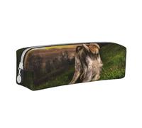 YWSOTRE Schnauzer Sunset Cani Animali domestici Montagne Schnauzer, Astuccio per matite Astuccio per penne Astuccio per matite in pelle portatile con astuccio cosmetico con cerniera