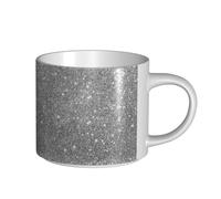 YWSOTRE Scintille glitterate argento, Tazza in ceramica di grande capacità, tazza da tè, tazza da caffè 450 ml