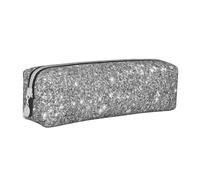 YWSOTRE Scintillii glitter argento, Astuccio per matite Astuccio per penne Astuccio per matite in pelle portatile con astuccio cosmetico con cerniera