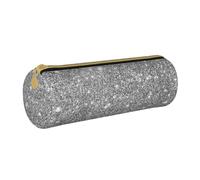 YWSOTRE Scintillii glitter argento, Astuccio portapenne cilindrico Astuccio portapenne in pelle portatile con astuccio cosmetico con cerniera
