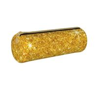 YWSOTRE Scintillio d'oro, Astuccio portapenne cilindrico Astuccio portapenne in pelle portatile con astuccio cosmetico con cerniera