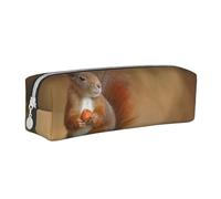 YWSOTRE Sciurus scoiattolo rosso animale carino, Astuccio per matite Astuccio per penne Astuccio per matite in pelle portatile con astuccio cosmetico con cerniera