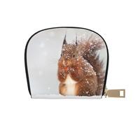 YWSOTRE Scoiattolo carino nella neve stampato, Custodia per carte in pelle PU Elegante porta carte di credito Porta carte di credito
