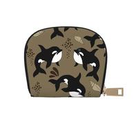 YWSOTRE Sea Life Whale Divertente grande pesce animale, Custodia per carte in pelle PU Elegante porta carte di credito Porta carte di credito