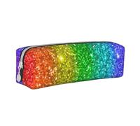 YWSOTRE Sembra un arcobaleno con paillettes, Astuccio per matite Astuccio per penne Astuccio per matite in pelle portatile con astuccio cosmetico con cerniera