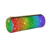 YWSOTRE Sembra un arcobaleno con paillettes, Astuccio portapenne cilindrico Astuccio portapenne in pelle portatile con astuccio cosmetico con cerniera