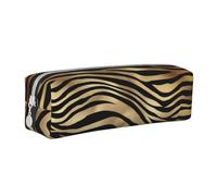 YWSOTRE Seppia della pelle animale della zebra dell'oro nero africano, Astuccio per matite Astuccio per penne Astuccio per matite in pelle portatile con astuccio cosmetico con cerniera