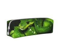 YWSOTRE Serpente verde rettile, Astuccio per matite Astuccio per penne Astuccio per matite in pelle portatile con astuccio cosmetico con cerniera