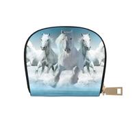 YWSOTRE Sette cavalli in corsa, Custodia per carte in pelle PU Elegante porta carte di credito Porta carte di credito