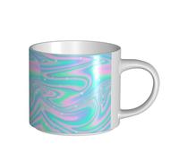 YWSOTRE Sfondo astratto olografico in pastello neon, Tazza in ceramica di grande capacità, tazza da tè, tazza da caffè 450 ml