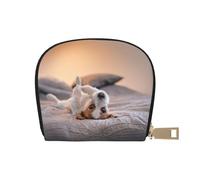 YWSOTRE Simpatico cagnolino Jack Russell Terrier, Custodia per carte in pelle PU Elegante porta carte di credito Porta carte di credito
