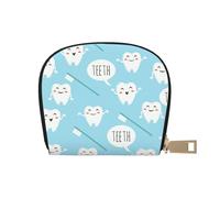 YWSOTRE Simpatico dentista igienista dentale stampa blu, Custodia per carte in pelle PU Elegante porta carte di credito Porta carte di credito