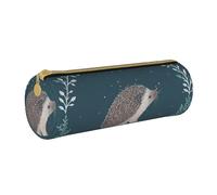 YWSOTRE Simpatico piccolo riccio, Astuccio portapenne cilindrico Astuccio portapenne in pelle portatile con astuccio cosmetico con cerniera