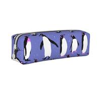 YWSOTRE Simpatico pinguino viola, Astuccio per matite Astuccio per penne Astuccio per matite in pelle portatile con astuccio cosmetico con cerniera