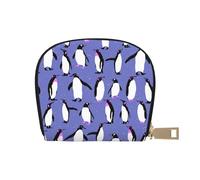 YWSOTRE Simpatico pinguino viola, Custodia per carte in pelle PU Elegante porta carte di credito Porta carte di credito