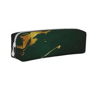 YWSOTRE Smeraldo verde intenso toni terra marmo oro, Astuccio per matite Astuccio per penne Astuccio per matite in pelle portatile con astuccio cosmetico con cerniera