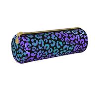 YWSOTRE Stampa animale esotica leopardo colorato, Astuccio portapenne cilindrico Astuccio portapenne in pelle portatile con astuccio cosmetico con cerniera