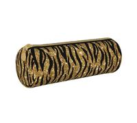 YWSOTRE Stampa animalier glitter oro, Astuccio portapenne cilindrico Astuccio portapenne in pelle portatile con astuccio cosmetico con cerniera