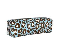 YWSOTRE Stampa animalier maculata leopardo blu e marrone, Astuccio per matite Astuccio per penne Astuccio per matite in pelle portatile con astuccio cosmetico con cerniera
