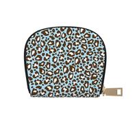 YWSOTRE Stampa animalier maculata leopardo blu e marrone, Custodia per carte in pelle PU Elegante porta carte di credito Porta carte di credito