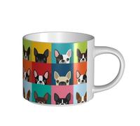 YWSOTRE Stampa colorata del Boston Terrier, Tazza in ceramica di grande capacità, tazza da tè, tazza da caffè 450 ml