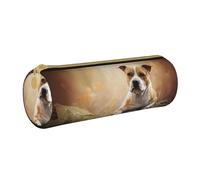 YWSOTRE Stampa dell'American Staffordshire Terrier, Astuccio portapenne cilindrico Astuccio portapenne in pelle portatile con astuccio cosmetico con cerniera