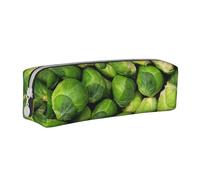 YWSOTRE Stampa di cavolini di Bruxelles verdi, Astuccio per matite Astuccio per penne Astuccio per matite in pelle portatile con astuccio cosmetico con cerniera