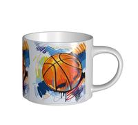 YWSOTRE Stampa di schizzo colorato di basket e divertimento, Tazza in ceramica di grande capacità, tazza da tè, tazza da caffè 450 ml