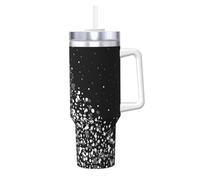 YWSOTRE Stampa glitter bianco nero,Tazza Ice Bully da 40 oz con manico, in acciaio inossidabile, con borraccia