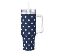 YWSOTRE Stampa pois bianchi blu navy,Tazza Ice Bully da 40 oz con manico, in acciaio inossidabile, con borraccia