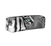 YWSOTRE Stampa tigre bianca nera, Astuccio per matite Astuccio per penne Astuccio per matite in pelle portatile con astuccio cosmetico con cerniera