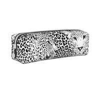 YWSOTRE Stampa tigre leopardata in bianco e nero, Astuccio per matite Astuccio per penne Astuccio per matite in pelle portatile con astuccio cosmetico con cerniera