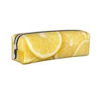 YWSOTRE Stampato Giallo Limone, Astuccio per matite Astuccio per penne Astuccio per matite in pelle portatile con astuccio cosmetico con cerniera