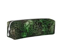 YWSOTRE Stampato serpente verde, Astuccio per matite Astuccio per penne Astuccio per matite in pelle portatile con astuccio cosmetico con cerniera