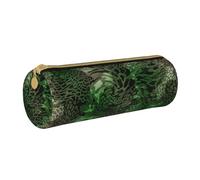 YWSOTRE Stampato serpente verde, Astuccio portapenne cilindrico Astuccio portapenne in pelle portatile con astuccio cosmetico con cerniera
