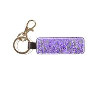 YWSOTRE Stampato viola lavanda, Portachiavi in pelle PU, portachiavi con anello portachiavi, organizer, 1 pz