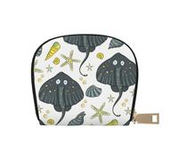 YWSOTRE Stingray di vita marina, Custodia per carte in pelle PU Elegante porta carte di credito Porta carte di credito