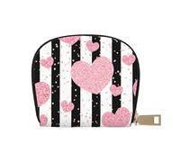 YWSOTRE Striscia di paillettes in oro rosa con cuore romantico, Custodia per carte in pelle PU Elegante porta carte di credito Porta carte di credito