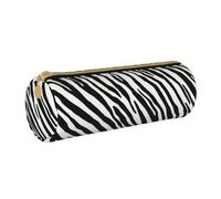 YWSOTRE Striscia zebrata naturale, Astuccio portapenne cilindrico Astuccio portapenne in pelle portatile con astuccio cosmetico con cerniera