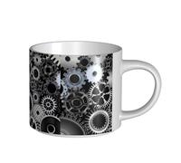 YWSOTRE Tecnologia di rendering di ingranaggi metallici Arte digitale, Tazza in ceramica di grande capacità, tazza da tè, tazza da caffè 450 ml