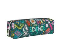 YWSOTRE Tema della scienza dei cartoni animati, Astuccio per matite Astuccio per penne Astuccio per matite in pelle portatile con astuccio cosmetico con cerniera