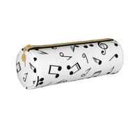 YWSOTRE Tema musicale stampato, Astuccio portapenne cilindrico Astuccio portapenne in pelle portatile con astuccio cosmetico con cerniera