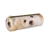 YWSOTRE Terrier bianco dell'altopiano occidentale, Astuccio portapenne cilindrico Astuccio portapenne in pelle portatile con astuccio cosmetico con cerniera