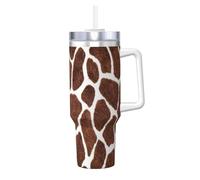 YWSOTRE Texture animale con stampa di pelle di giraffa,Tazza Ice Bully da 40 oz con manico, in acciaio inossidabile, con borraccia