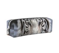 YWSOTRE tigre bianca, Astuccio per matite Astuccio per penne Astuccio per matite in pelle portatile con astuccio cosmetico con cerniera