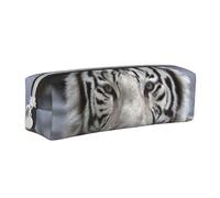 YWSOTRE tigre bianca, Astuccio per matite Astuccio per penne Astuccio per matite in pelle portatile con astuccio cosmetico con cerniera