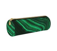 YWSOTRE Trama di malachite, Astuccio portapenne cilindrico Astuccio portapenne in pelle portatile con astuccio cosmetico con cerniera