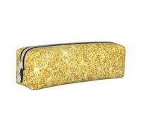 YWSOTRE Trama glitter oro, Astuccio per matite Astuccio per penne Astuccio per matite in pelle portatile con astuccio cosmetico con cerniera