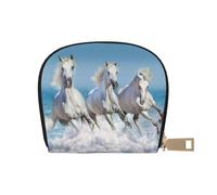 YWSOTRE Tre cavalli bianchi, Custodia per carte in pelle PU Elegante porta carte di credito Porta carte di credito